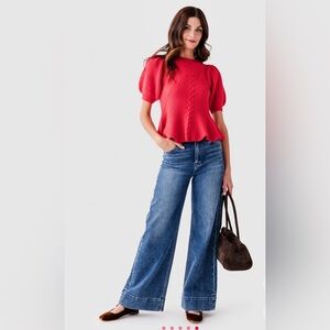 NWT Strut and Bolt Flared Red Sweater Cabled size small